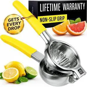 Stainless Steel Lemon Squeezer Press - No Seeds, Pro-Grade, Effortlessly Get Every Drop - Manual Non-Slip Grip Design - Lemon Lime Squeezer, Orange, and Citrus Fruit Hand Held Lemon Juicer Squeezer Stainless Steel Lemon Squeezer Press - No Seeds, Pro-Grade, Effortlessly Get Every Drop - Manual Non-Slip Grip Design - Lemon Lime Squeezer, Orange, and Citrus Fruit Hand Held Lemon Juicer Squeezer