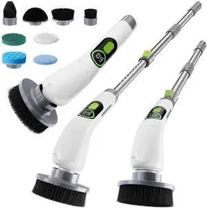 Electric Spin Scrubber, Cordless Cleaning Brush, 3-Speed, Long Adjustable Handle & 8 Replaceable Brush Heads, Waterproof Scrubber for Bathroom, Kitchen, Bathtub, and Floor, for Women Electric Spin Scrubber, Cordless Cleaning Brush, 3-Speed, Long Adjustable Handle & 8 Replaceable Brush Heads, Waterproof Scrubber for Bathroom, Kitchen, Bathtub, and Floor, for Women