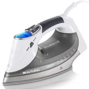 1800-Watt Steam Iron with Digital LCD Screen, Double-Layer and Ceramic Coated Soleplate, 3-Way Auto-Off, 9 Preset Temperature and Steam Settings for Variable Fabric Gray 1800-Watt Steam Iron with Digital LCD Screen, Double-Layer and Ceramic Coated Soleplate, 3-Way Auto-Off, 9 Preset Temperature and Steam Settings for Variable Fabric Gray
