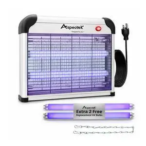 Electric Bug Zapper, 20W UV Bulbs, Fly, Mosquito, Gnat and Moth Control, Indoor and Covered Outdoor Use for Home, Garage, Patio and Farm, Includes 2 Replacement Bulbs Electric Bug Zapper, 20W UV Bulbs, Fly, Mosquito, Gnat and Moth Control, Indoor and Covered Outdoor Use for Home, Garage, Patio and Farm, Includes 2 Replacement Bulbs