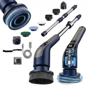 Electric Spin Scrubber for Bathroom Cleaning, Cordless Power Scrubber with 70W Dual Speed Motor, LCD Display, IPX7 Waterproof, Adjustable Handle, 7 Brush Heads for Tub Tile Shower Kitchen Electric Spin Scrubber for Bathroom Cleaning, Cordless Power Scrubber with 70W Dual Speed Motor, LCD Display, IPX7 Waterproof, Adjustable Handle, 7 Brush Heads for Tub Tile Shower Kitchen