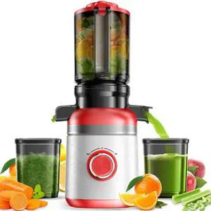 Cold Press Juicer Machines with Wide Feed Chute, Slow Masticating Juicer Maker for Whole Vegetables & Fruits, High Juice Yield, Easy to Clean, Large Auger Extractor, Red Cold Press Juicer Machines with Wide Feed Chute, Slow Masticating Juicer Maker for Whole Vegetables & Fruits, High Juice Yield, Easy to Clean, Large Auger Extractor, Red