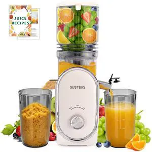Cold Press Juicer, 5.3" Feed Chute Slow Masticating Machines with 300W, Fit Whole Fruits & Vegetables, High Juice Yield, Easy to Clean, White Cold Press Juicer, 5.3" Feed Chute Slow Masticating Machines with 300W, Fit Whole Fruits & Vegetables, High Juice Yield, Easy to Clean, White