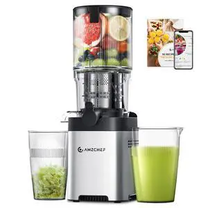 Cold press Juicer Machines with 5.2" Extra Self-Feeding for Whole Vegetable & Fruit, Juice Extractor with Large Auger & Triple Strainers, Easy to Clean, High Juice Yield, Stainless Steel Silver Cold press Juicer Machines with 5.2" Extra Self-Feeding for Whole Vegetable & Fruit, Juice Extractor with Large Auger & Triple Strainers, Easy to Clean, High Juice Yield, Stainless Steel Silver