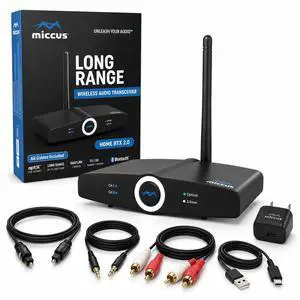 Long Range Bluetooth Transmitter or Receiver, Audio Only for TV PC Stereo, Connect Speaker, Headphones, Phone, aptX Low Latency Wireless Adapter, Listen in HD No Delay Optical RCA 3.5mm (Home RTX 2.0) Long Range Bluetooth Transmitter or Receiver, Audio Only for TV PC Stereo, Connect Speaker, Headphones, Phone, aptX Low Latency Wireless Adapter, Listen in HD No Delay Optical RCA 3.5mm (Home RTX 2.0)