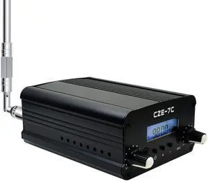 7W 1W Long Range FM Transmitter with LCD & 3.5mm Audio Cable - Ideal for Drive-in Church, School & Supermarket Events, Light Shows & Fireworks Display - Black 7W 1W Long Range FM Transmitter with LCD & 3.5mm Audio Cable - Ideal for Drive-in Church, School & Supermarket Events, Light Shows & Fireworks Display - Black