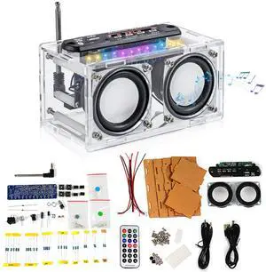 DIY Bluetooth Speaker Kit Radio Soldering Practice Kit,Dual Speakers & Remote Control,for TF/AUX/Bluetooth/USB Support,for Home and School Education Gifts for Women Men Mom Kids DIY Bluetooth Speaker Kit Radio Soldering Practice Kit,Dual Speakers & Remote Control,for TF/AUX/Bluetooth/USB Support,for Home and School Education Gifts for Women Men Mom Kids