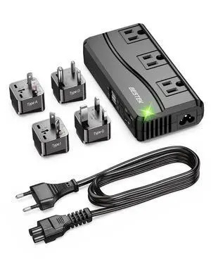 Universal Travel Adapter 100-220V to 110V Voltage Converter 250W with 6A 4-Port USB Charging 3 AC Sockets and EU/UK/AU/US/India Worldwide Plug Adapter (White) Universal Travel Adapter 100-220V to 110V Voltage Converter 250W with 6A 4-Port USB Charging 3 AC Sockets and EU/UK/AU/US/India Worldwide Plug Adapter (White)