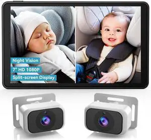 Baby Car Camera for 2-Kids: 7 Inch IPS Display with Dual Carseat Cameras Baby Car Camera for 2-Kids: 7 Inch IPS Display with Dual Carseat Cameras
