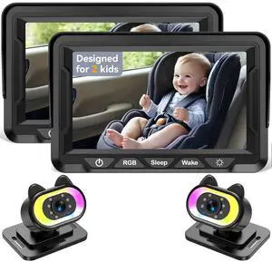 Baby Car Camera 2-Pack HD 1080P, 150° Wide Angle, Night Vision, Adjustable LED Light, Easy Installation, Infant Safety, Rear Seat Monitoring for Car Travel Baby Car Camera 2-Pack HD 1080P, 150° Wide Angle, Night Vision, Adjustable LED Light, Easy Installation, Infant Safety, Rear Seat Monitoring for Car Travel