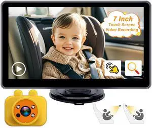 Baby Car Camera 7-Inch - 3X Zoom 1080P HD Recording Touchscreen Easy to Install 150° Wide Angle Rear Facing Backseat Camera 940nm Night Vision for Infant Baby Car Camera 7-Inch - 3X Zoom 1080P HD Recording Touchscreen Easy to Install 150° Wide Angle Rear Facing Backseat Camera 940nm Night Vision for Infant