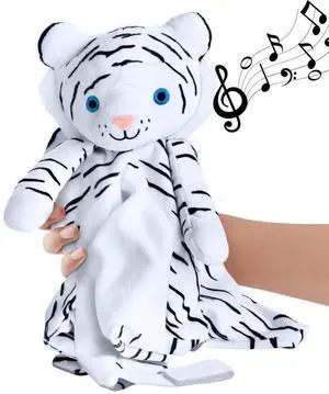 White Tiger Soothing Sounds Plush Lullaby White Noise Lovey, Soft Lullaby Newborn Baby Essentials Cuddle Toy, Baby Toys, Baby Blanket with Stuffed Animal Head White Tiger Soothing Sounds Plush Lullaby White Noise Lovey, Soft Lullaby Newborn Baby Essentials Cuddle Toy, Baby Toys, Baby Blanket with Stuffed Animal Head