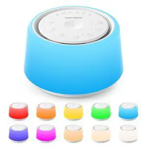 White Noise Machine with Night Light, 30 Soothing Sounds Portable Sound Machine for Baby and Adults, 10 Color Night Light, 5 Timer Options, Memory Function,Compact for Travel (White) White Noise Machine with Night Light, 30 Soothing Sounds Portable Sound Machine for Baby and Adults, 10 Color Night Light, 5 Timer Options, Memory Function,Compact for Travel (White)