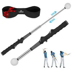 Retractable Golf Swing Trainer, Training Aid with Grip Trainer, Swing Mechanics for Beginners & Tempo Training for Advanced, Click Feedback, Muscle Training, Indoor/Outdoor Retractable Golf Swing Trainer, Training Aid with Grip Trainer, Swing Mechanics for Beginners & Tempo Training for Advanced, Click Feedback, Muscle Training, Indoor/Outdoor