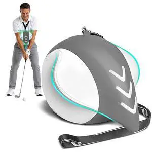 Golf Training Aid Ball, Memory Foam Golf Swing Trainer for Sync Arm Connection, Posture Correction and Fix Chicken Wing, Portable Golf Training Aid with Leather Removable Cover & Lanyard - Grey Golf Training Aid Ball, Memory Foam Golf Swing Trainer for Sync Arm Connection, Posture Correction and Fix Chicken Wing, Portable Golf Training Aid with Leather Removable Cover & Lanyard - Grey