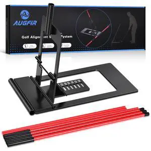 Golf Alignment Sticks Holder, Angle Adjustable Golf Training Aid, Weighted Golf Swing Trainer with Metal Sticks Practice Teaching Aid for Aiming, Putting, Swing Golf Alignment Sticks Holder, Angle Adjustable Golf Training Aid, Weighted Golf Swing Trainer with Metal Sticks Practice Teaching Aid for Aiming, Putting, Swing