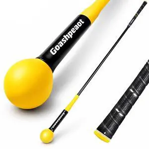 Golf Swing Trainer, Golf Warm-Up Stick for Improve Strength Tempo Balance and Flexibility, Golf Training Aid Ideal for Indoor and Outdoor Practice (Yellow, 48'') Golf Swing Trainer, Golf Warm-Up Stick for Improve Strength Tempo Balance and Flexibility, Golf Training Aid Ideal for Indoor and Outdoor Practice (Yellow, 48'')