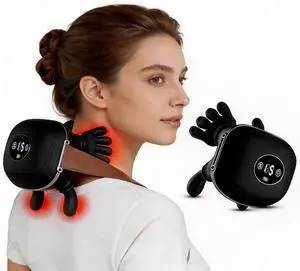 Neck Massager with Heat, Cordless 4D Kneading Neck Shoulder Back Massager, Deep Tissue Pain Relief Massager with Bionic Fingers & Screen, Ideal Gift for Men Women(Black) Neck Massager with Heat, Cordless 4D Kneading Neck Shoulder Back Massager, Deep Tissue Pain Relief Massager with Bionic Fingers & Screen, Ideal Gift for Men Women(Black)