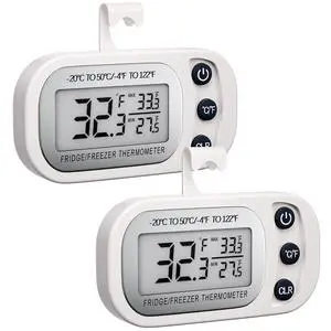 Digital Frigerator Thermometer 2 Pack, Waterproof Fridge and Freezer Thermometer, Thermometer Refrigerator with Large LCD Screen, Stand and Magnetic Back, for Room,Kitchen(White) Digital Frigerator Thermometer 2 Pack, Waterproof Fridge and Freezer Thermometer, Thermometer Refrigerator with Large LCD Screen, Stand and Magnetic Back, for Room,Kitchen(White)