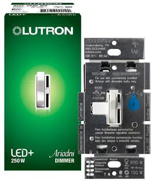 Toggler LED+ Dimmer Switch for Dimmable LED, Halogen and Incandescent Bulbs, 250W/Single-Pole or 3-Way, AYCL-253P-WH, White Toggler LED+ Dimmer Switch for Dimmable LED, Halogen and Incandescent Bulbs, 250W/Single-Pole or 3-Way, AYCL-253P-WH, White