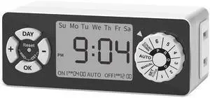 New Digital Timer Outlet, Dial Programmable Method, Indoor Plug in Light Timer, 2 Polarized Electrical Outlets for Lamps, 6 Sets of Programs, 15A/1875W New Digital Timer Outlet, Dial Programmable Method, Indoor Plug in Light Timer, 2 Polarized Electrical Outlets for Lamps, 6 Sets of Programs, 15A/1875W