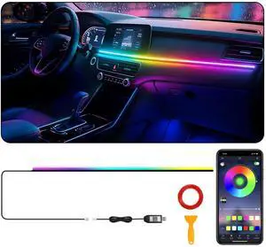 Interior Car LED Strip Lights, RGB Dynamic Dreamcolor Chasing Acrylic LED Lights for Car, USB Powered Ambient Lighting Kits with Wireless APP, Sound Active Function Car Neon Lights (1 in 1) Interior Car LED Strip Lights, RGB Dynamic Dreamcolor Chasing Acrylic LED Lights for Car, USB Powered Ambient Lighting Kits with Wireless APP, Sound Active Function Car Neon Lights (1 in 1)