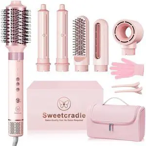 6 in 1 Air Hair Styler, 1400W High Speed Ionic Hair Dryer with Wrap Curlers, Blow Dryer Brush & Frizz-Free Hot Air Brush, No Heat Damage Hair Tools for Fast Drying, Curling, Smoothing & Volume 6 in 1 Air Hair Styler, 1400W High Speed Ionic Hair Dryer with Wrap Curlers, Blow Dryer Brush & Frizz-Free Hot Air Brush, No Heat Damage Hair Tools for Fast Drying, Curling, Smoothing & Volume