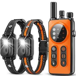 Dog Shock Collar 2 Dogs, 3300ft Dog Training Collar with Remote, Real-time Dual-Channel Remote with 3 Training Modes, Beep, Vibration, Safety Shock, Light, Fits 8-120 lbs All Breeds Sizes - Orange Dog Shock Collar 2 Dogs, 3300ft Dog Training Collar with Remote, Real-time Dual-Channel Remote with 3 Training Modes, Beep, Vibration, Safety Shock, Light, Fits 8-120 lbs All Breeds Sizes - Orange