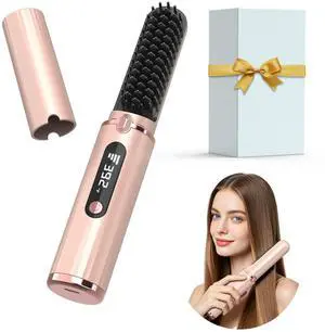 Cordless Hair Straightener Brush, Portable 4500mAh Rechargeable Straightening Comb, MCH Fast Heating, 140-200 4 Temp, Anti-Scald, 40W Type-C Travel Wireless Hot Comb with LED Display for Women (Pink) Cordless Hair Straightener Brush, Portable 4500mAh Rechargeable Straightening Comb, MCH Fast Heating, 140-200 4 Temp, Anti-Scald, 40W Type-C Travel Wireless Hot Comb with LED Display for Women (Pink)