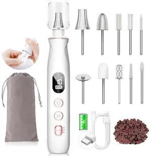 Electric Nail Drill,20,000 RPM Cordless Nail File Kit,White Electric Nail Drill,20,000 RPM Cordless Nail File Kit,White