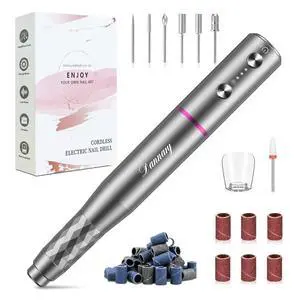 Electric Nail Drill Machine Professional, Rechargeable Cordless Nail File with Bits Kit for Acrylic Gel Dip Nails, Efile Manicure and Pedicure Kit for Home Salon Grinding Polishing Removing, Gray Electric Nail Drill Machine Professional, Rechargeable Cordless Nail File with Bits Kit for Acrylic Gel Dip Nails, Efile Manicure and Pedicure Kit for Home Salon Grinding Polishing Removing, Gray