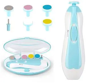Baby Nail File Clippers Electric: Baby Nail Trimmer Electric Kit Fingernails Toes Care Manicure 6-in-1 Set with LED Light Safe for Newborn Kids and Adult Baby Nail File Clippers Electric: Baby Nail Trimmer Electric Kit Fingernails Toes Care Manicure 6-in-1 Set with LED Light Safe for Newborn Kids and Adult