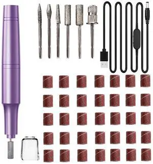 Electric Nail Drill Kit for Acrylic & Gel Nails Professional Corded Nail File with Bits & Sanding Bands Portable Manicure Pedicure Tool for Buffing, Shaping, Exfoliation (Purple) Electric Nail Drill Kit for Acrylic & Gel Nails Professional Corded Nail File with Bits & Sanding Bands Portable Manicure Pedicure Tool for Buffing, Shaping, Exfoliation (Purple)