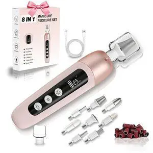 Electric Nail Drill Cordless Nail File Professional Manicure Pedicure Kit, 9 in 1 Hand Foot Rechargeable Care Tool, 10 Speeds Electric Nail File Grinder for Thick Toenail Trim Polish Pink Electric Nail Drill Cordless Nail File Professional Manicure Pedicure Kit, 9 in 1 Hand Foot Rechargeable Care Tool, 10 Speeds Electric Nail File Grinder for Thick Toenail Trim Polish Pink