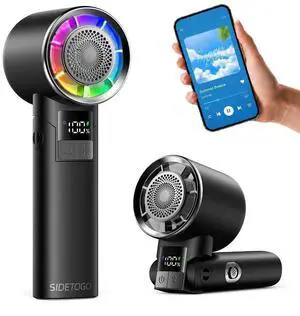 5000mAh Portable Handheld Turbo Fan with Bluetooth Speaker, 20000RPM Speed 5000mAh Portable Handheld Turbo Fan with Bluetooth Speaker, 20000RPM Speed
