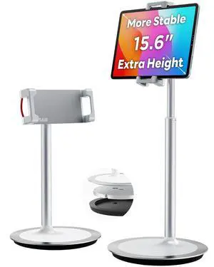 iPad Stand for Desk - Height Adjustable Phone Holder (Silver) iPad Stand for Desk - Height Adjustable Phone Holder (Silver)