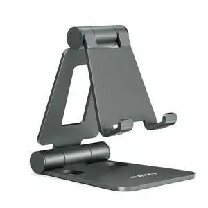 Full Aluminum Dual Folding Cell Phone Stand for Desk, Gray Full Aluminum Dual Folding Cell Phone Stand for Desk, Gray
