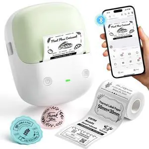B2 Label Maker Machine with Tape for Home Office, Green White B2 Label Maker Machine with Tape for Home Office, Green White