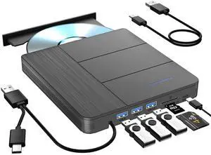 7 in 1 External Blu-ray Drive,Support 100G Disc R/W BD DVD CD Player,Portable Burner USB3.0 SD/TF Card Slot for PC Compatible with Windows XP/7/8/10/11 Mac Laptop Desktop 7 in 1 External Blu-ray Drive,Support 100G Disc R/W BD DVD CD Player,Portable Burner USB3.0 SD/TF Card Slot for PC Compatible with Windows XP/7/8/10/11 Mac Laptop Desktop