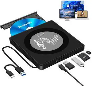 External Blu Ray CD DVD Drive, USB Blu Ray Drive External Bluray Burner Read/Write BD Player with 2 USB and TF/SD Slots, Optical Blue Ray CD DVD Reader for Laptop Apple PC Windows 11 MacBook Pro Air External Blu Ray CD DVD Drive, USB Blu Ray Drive External Bluray Burner Read/Write BD Player with 2 USB and TF/SD Slots, Optical Blue Ray CD DVD Reader for Laptop Apple PC Windows 11 MacBook Pro Air