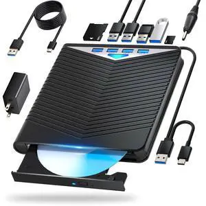 7-in-1External Blu ray Drive Read/Write with Bluray Burner USB 3.0/Type-C Compatible with/Windows7-11 Mac OS Support for BD/DVD Drive, Windows 7-11 & Mac/PC M-DISC(Black) 7-in-1External Blu ray Drive Read/Write with Bluray Burner USB 3.0/Type-C Compatible with/Windows7-11 Mac OS Support for BD/DVD Drive, Windows 7-11 & Mac/PC M-DISC(Black)