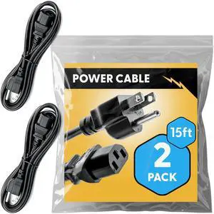 UL Approved 15ft Universal Power Cord (2 Pack) - IEC C13 to NEMA 5-15P Computer Monitor Cable for IT Departments, Data Centers & Bulk Purchasing - 18AWG 10A 125V UL Approved 15ft Universal Power Cord (2 Pack) - IEC C13 to NEMA 5-15P Computer Monitor Cable for IT Departments, Data Centers & Bulk Purchasing - 18AWG 10A 125V