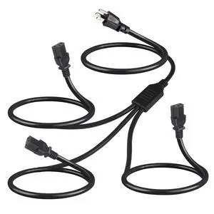 Computer Y Splitter Power Cord, NEMA 5-15P to 3X IEC60320 C13 Female 3 Ways Outlet AC Power Cord, SJT 16AWG Universal Laptop 3 Prong Power Cable, C13 Y Spliiter for Monitor/TV/Printer (6FT) Computer Y Splitter Power Cord, NEMA 5-15P to 3X IEC60320 C13 Female 3 Ways Outlet AC Power Cord, SJT 16AWG Universal Laptop 3 Prong Power Cable, C13 Y Spliiter for Monitor/TV/Printer (6FT)