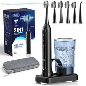 Electric Toothbrush with Water Flosser Combo, 2-in-1 Flosses and Sonic Toothbrush, Flossing Toothbrush for Adults, Cordless Water Flosser for Home and Travel, Portable Travel Case Included Electric Toothbrush with Water Flosser Combo, 2-in-1 Flosses and Sonic Toothbrush, Flossing Toothbrush for Adults, Cordless Water Flosser for Home and Travel, Portable Travel Case Included
