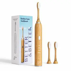 Bamboo Sonic Electric Toothbrush | 37,000 VPM | Plant-Based Bristles, No Microplastics | 4 Modes, 2-Min Timer | Rechargeable | Soft, Eco-Friendly | Safe for Braces & Sensitive Gums Bamboo Sonic Electric Toothbrush | 37,000 VPM | Plant-Based Bristles, No Microplastics | 4 Modes, 2-Min Timer | Rechargeable | Soft, Eco-Friendly | Safe for Braces & Sensitive Gums