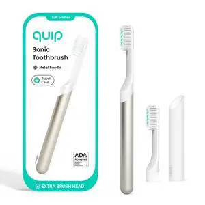 Metal Sonic Electric Toothbrush for Adults - Time Travel & Soft Bristles with Travel Case & Replacement Brush Head - 3 Month Battery Life, Moonlight Champagne Metal Sonic Electric Toothbrush for Adults - Time Travel & Soft Bristles with Travel Case & Replacement Brush Head - 3 Month Battery Life, Moonlight Champagne