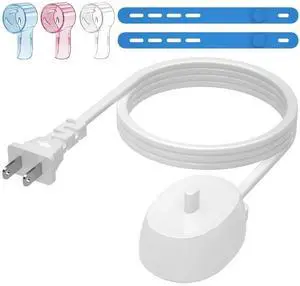 6 in 1 Replacement Charger Base(3Pcs Toothbrush Heads Dustproof Cover,2pcs Silicone Cable Ties) for Braun Oral-B Electric Toothbrush 3757, Waterproof IP67 Inductive Charging 6 in 1 Replacement Charger Base(3Pcs Toothbrush Heads Dustproof Cover,2pcs Silicone Cable Ties) for Braun Oral-B Electric Toothbrush 3757, Waterproof IP67 Inductive Charging