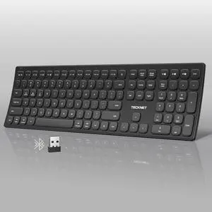 Bluetooth Wireless Rechargeable Keyboard with BT5.0, 2.4G & Wired Bluetooth Wireless Rechargeable Keyboard with BT5.0, 2.4G & Wired