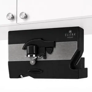 3-In-1 Under The Cabinet Electric Can Opener - Black | Automatic Smooth Edge Can & Bottle Opener, Magnetic Lid Holder & Knife Sharpener, Space Saving Kitchen Tool with Cord Storage 3-In-1 Under The Cabinet Electric Can Opener - Black | Automatic Smooth Edge Can & Bottle Opener, Magnetic Lid Holder & Knife Sharpener, Space Saving Kitchen Tool with Cord Storage