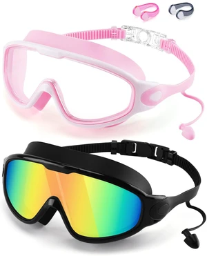 Swimming Goggles 2 Pack Anti Fog Anti UV Clear View Large Frame Easy to Adjust Swim Goggles for Men Women Adults Swimming Goggles 2 Pack Anti Fog Anti UV Clear View Large Frame Easy to Adjust Swim Goggles for Men Women Adults